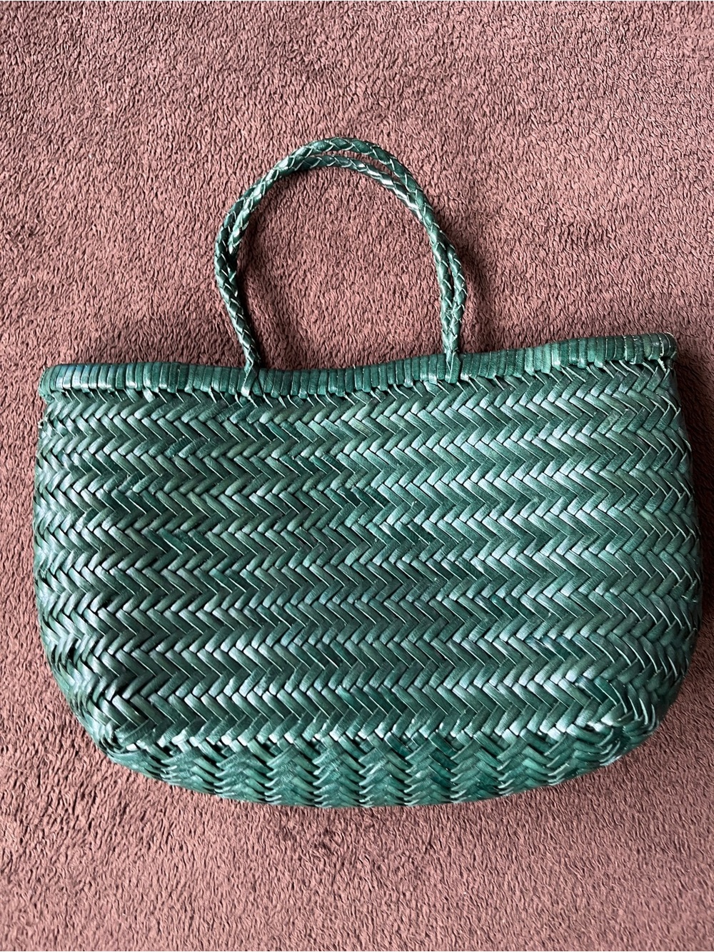 Woven Green Tote Bag - Handheld Straw Style